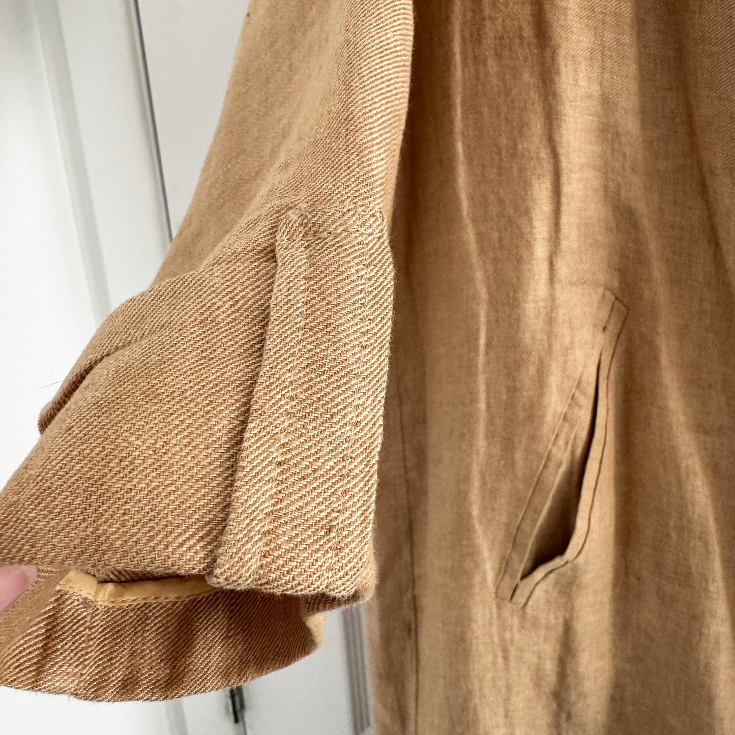 Forte.Forte Crossover Back Slouchy Linen Jacket in Tan, size "0" (fits size small)