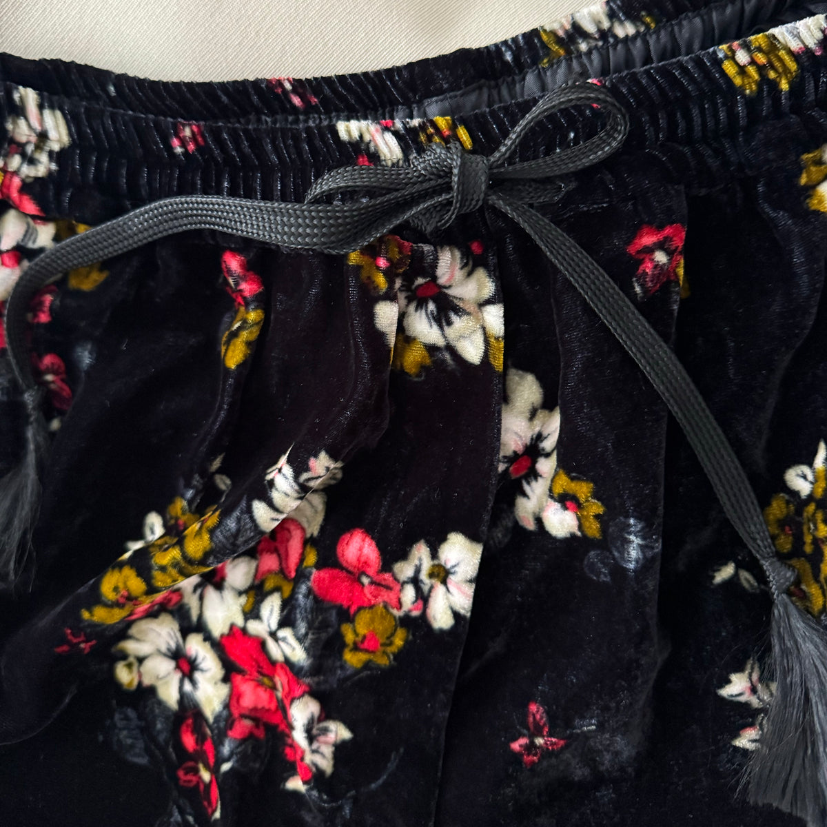Forte_Forte Floral Velvet Pants in Black, size "II" (fits like size 6)