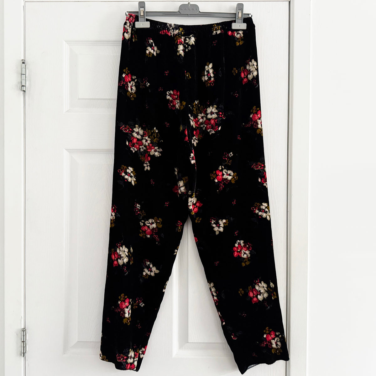 Forte_Forte Floral Velvet Pants in Black, size "II" (fits like size 6)