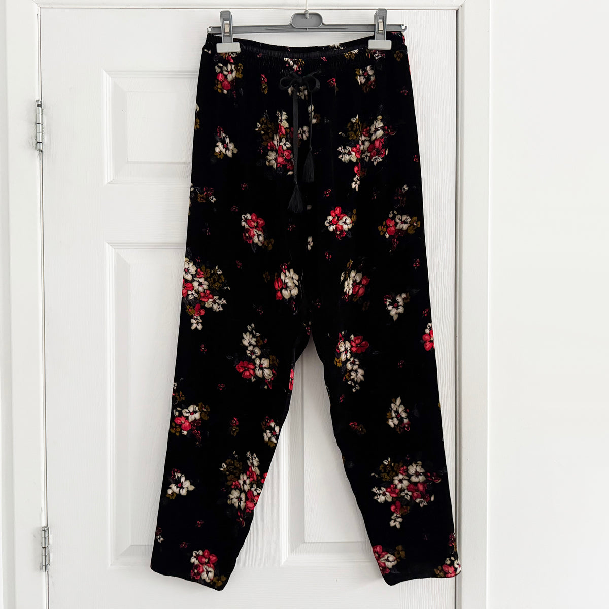 Forte_Forte Floral Velvet Pants in Black, size "II" (fits like size 6)