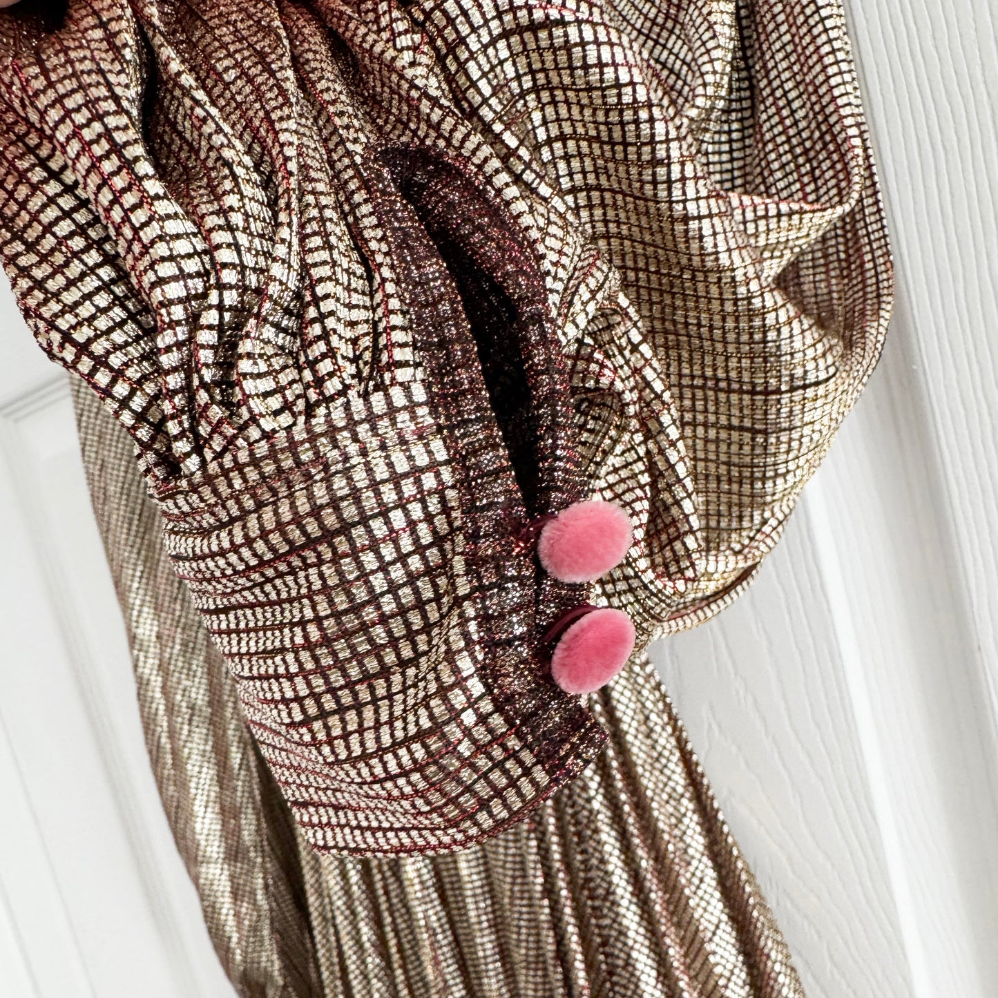 Forte_Forte Pleated Lame Dress in "Platino", size 0 (Fits XS/S)