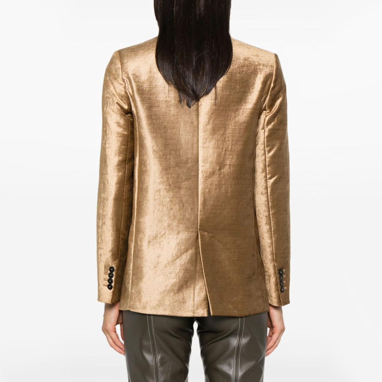Forte.Forte Stretch Velvet Blazer in Gold, size "0" (XS)