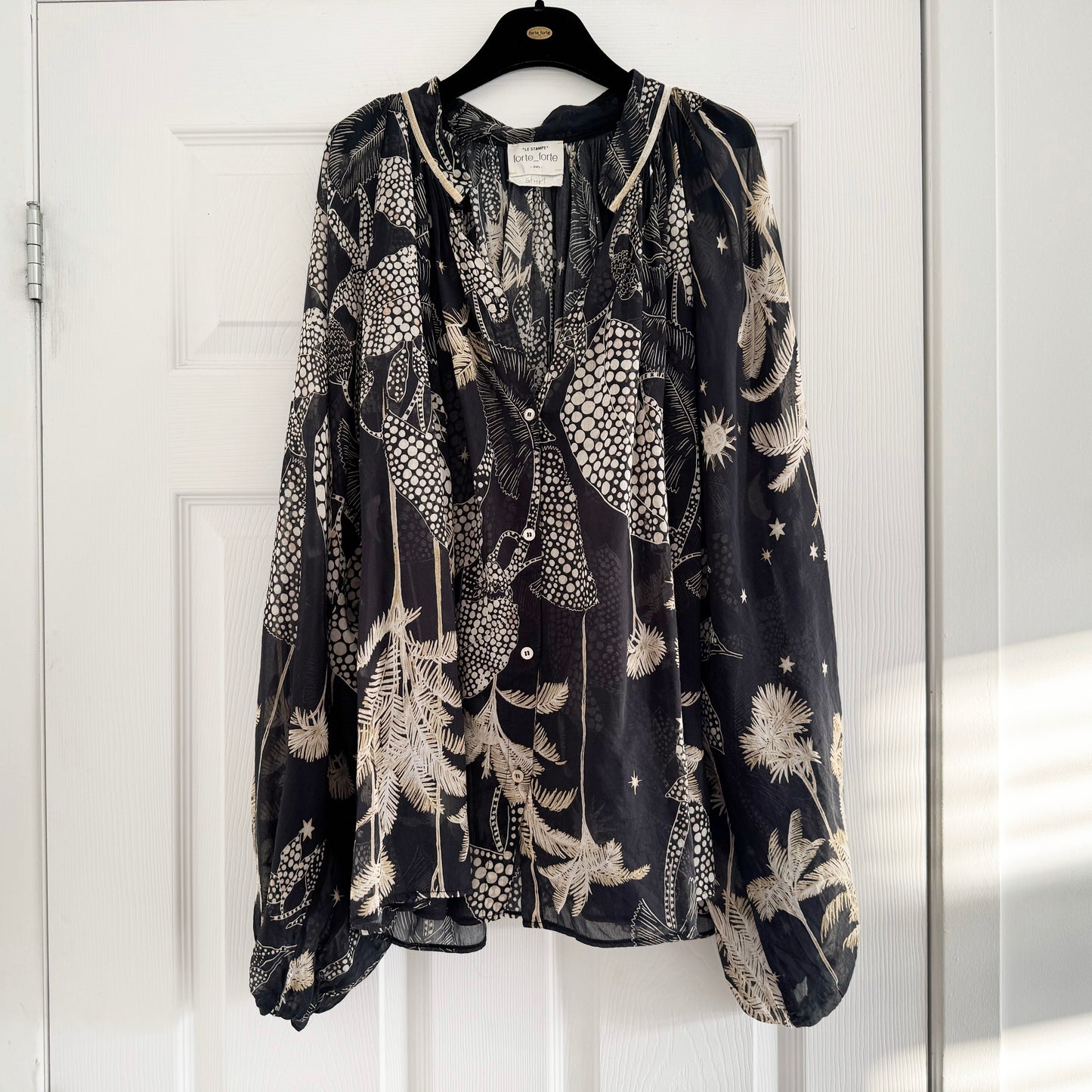 Forte_Forte "Le Stampe" Printed Voile Long Sleeve Blouse, size IV