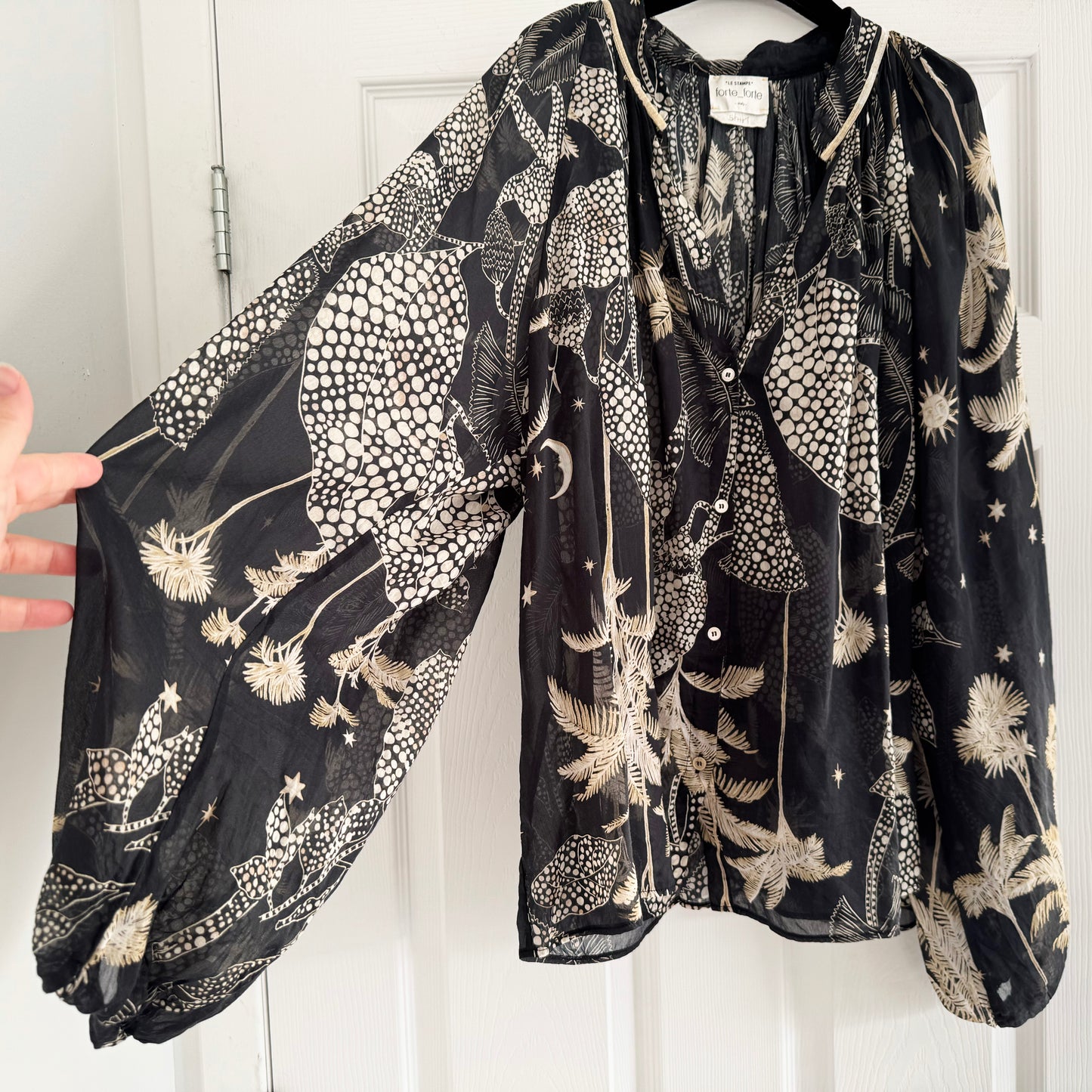 Forte_Forte "Le Stampe" Printed Voile Long Sleeve Blouse, size IV