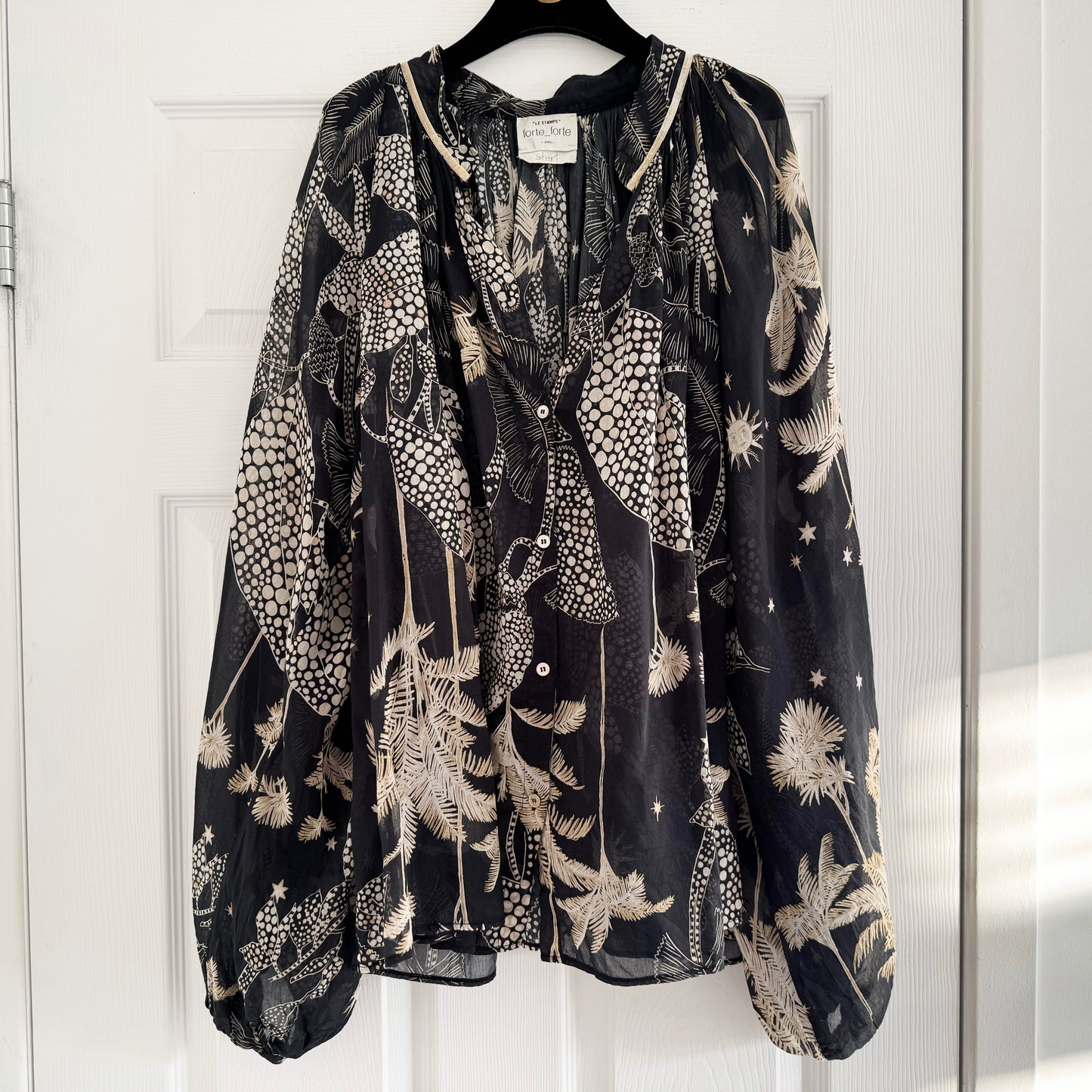 Forte_Forte "Le Stampe" Printed Voile Long Sleeve Blouse, size IV