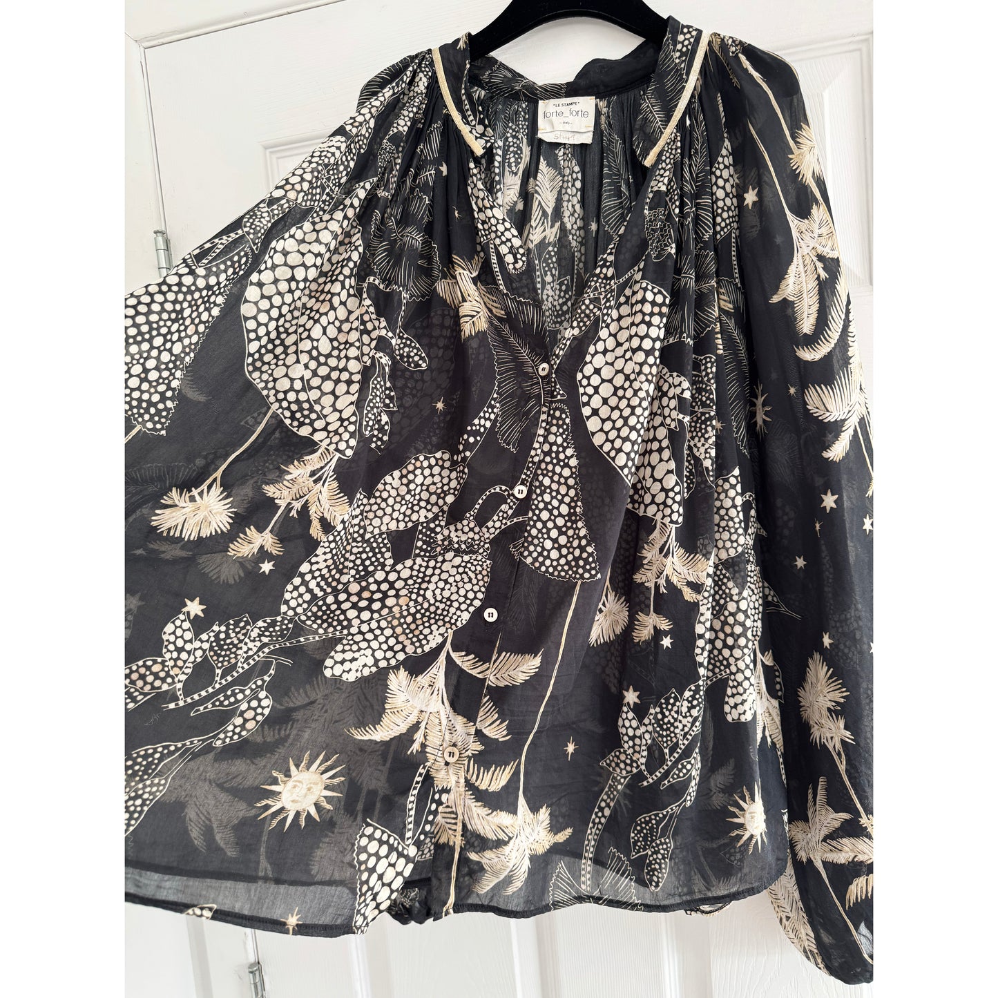 Forte_Forte "Le Stampe" Printed Voile Long Sleeve Blouse, size IV
