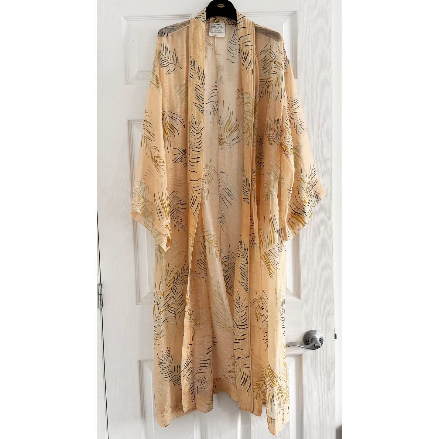 Forte_Forte Leaf Printed Voile Duster in Blush, size "III" (size Large)