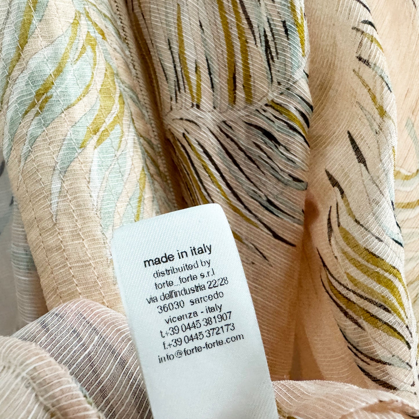 Forte_Forte Leaf Printed Voile Duster in Blush, size "III" (size Large)