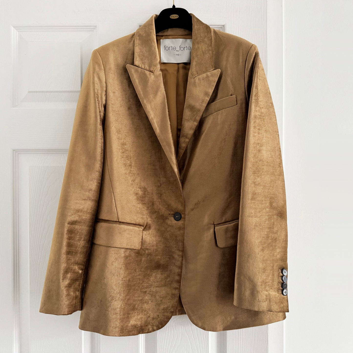 Forte.Forte Stretch Velvet Blazer in Gold, size "0" (XS)