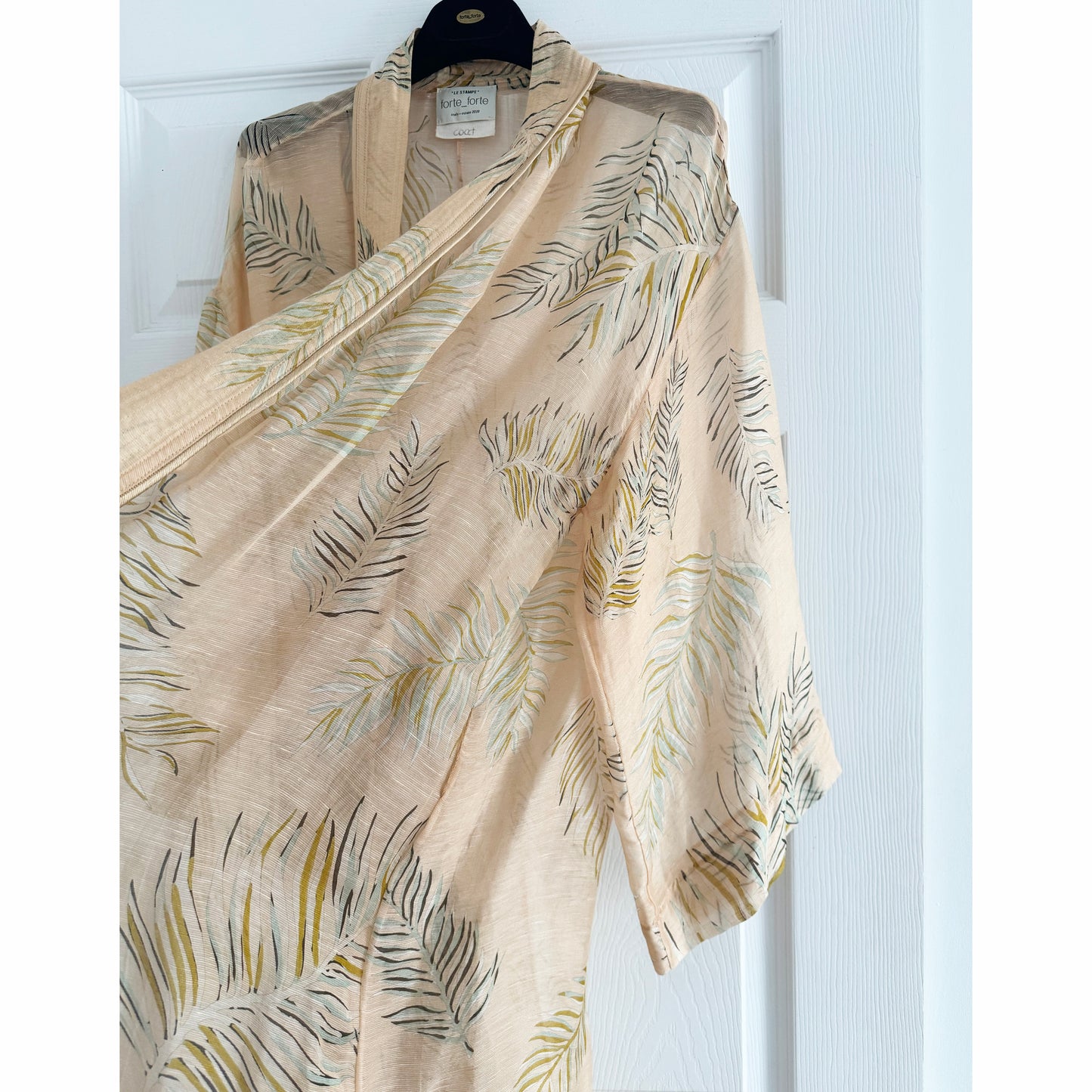 Forte_Forte Leaf Printed Voile Duster in Blush, size "III" (size Large)