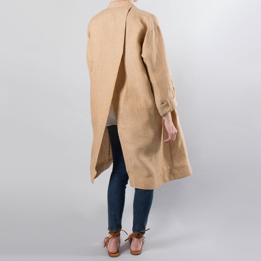 Forte.Forte Slouchy Linen Jacket in Tan, size "0" (fits size small)