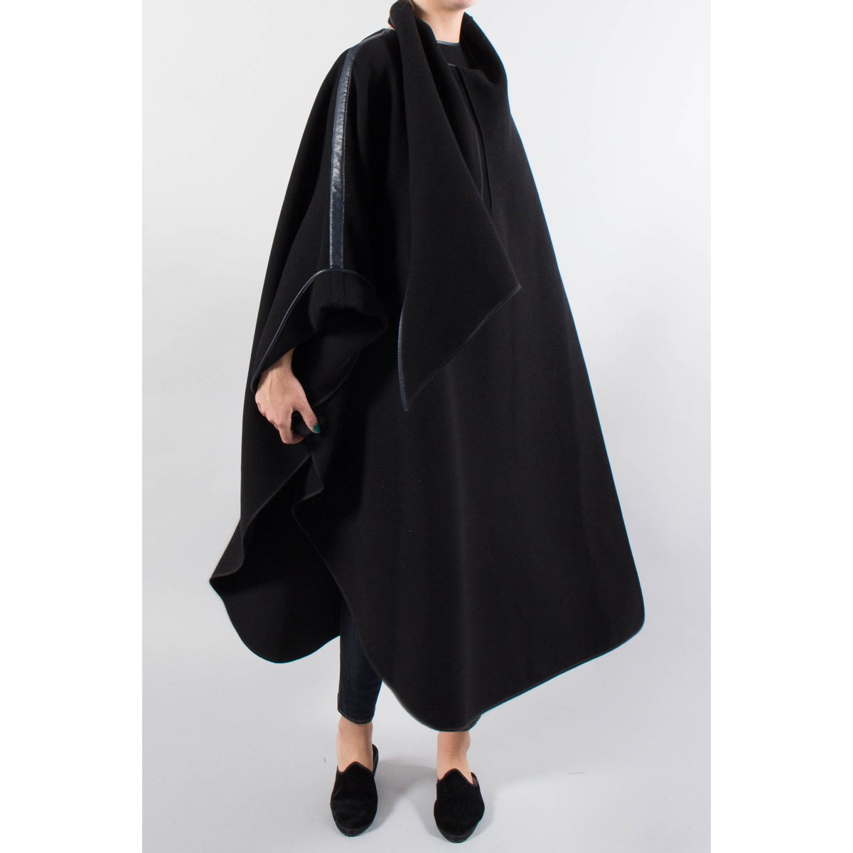 Forte_Forte Wool Cape in Black, One size Only