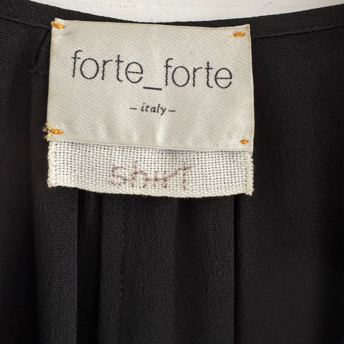 Forte_Forte Long Sleeve Silk Crepe V-Neck Blouse in Black, size "0" (XS)