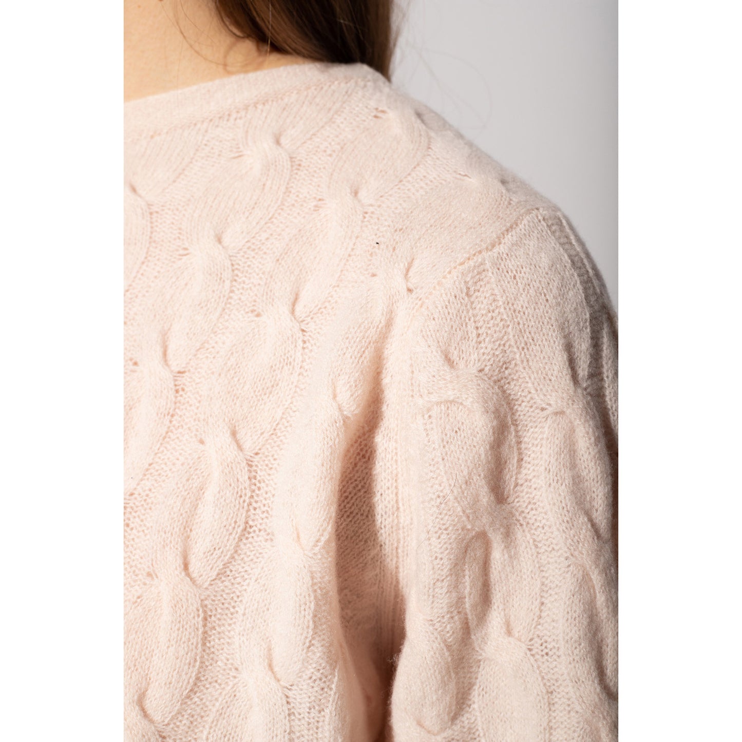 Forte.Forte Blush Pink Cable Knit Sweater, size "1" (size small)