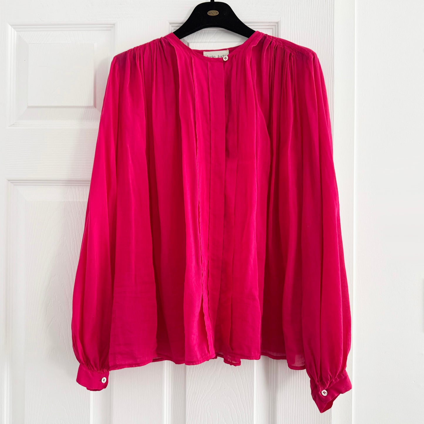 Forte_Forte Oversize Voile Blouse in Fushia Pink, size "0" (fits XS/S)