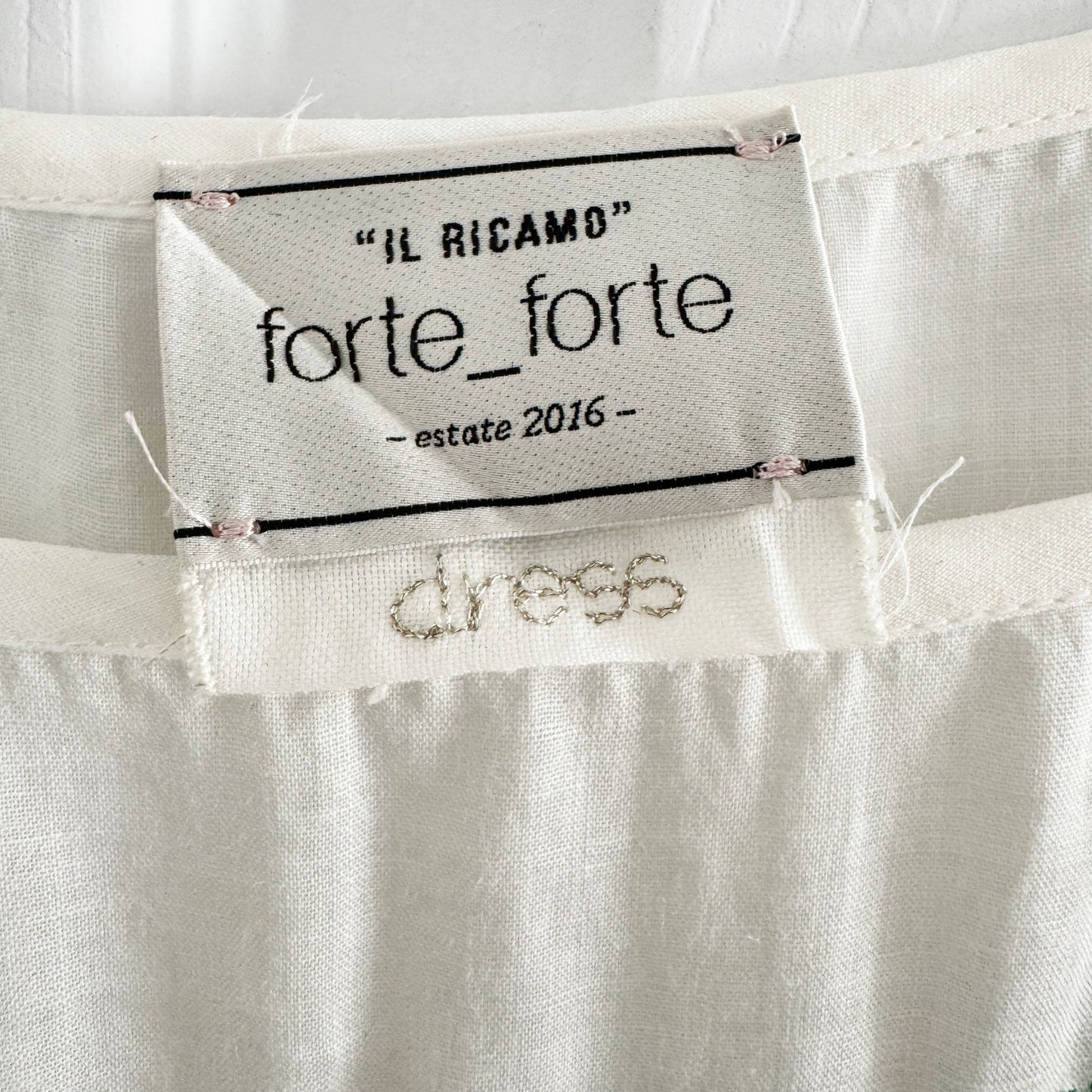 Forte_Forte White Dress with Green Embroidery, Size "III" (fits like size 8/10)