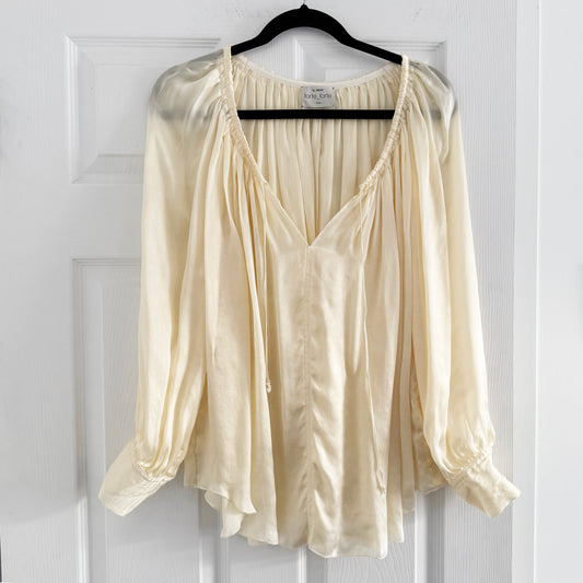 Forte_Forte "Il Satin" Gathered Neck Blouse in Ivory, size 0 (fits roomy like S-M?)