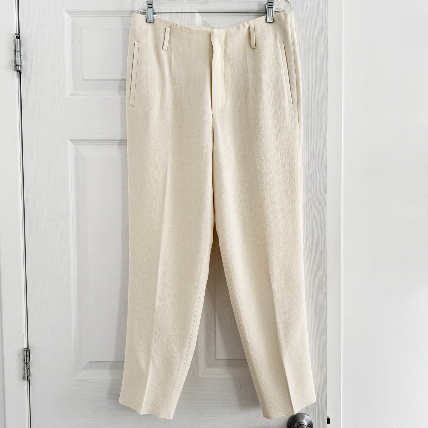 Forte.Forte Wool Crepe Trousers in Ivory, size "II" (fits US size 6)