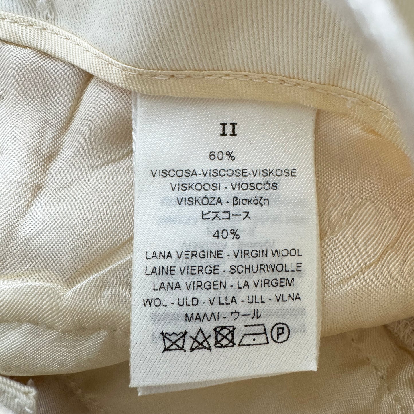 Forte.Forte Wool Crepe Trousers in Ivory, size "II" (fits US size 6)