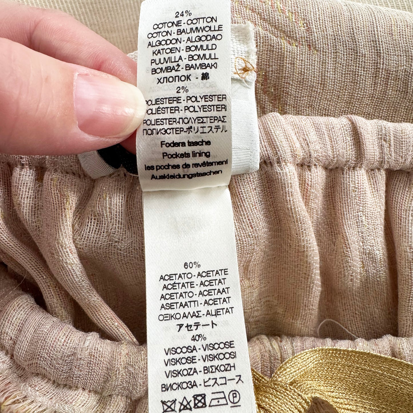 Forte_Forte Metallic Linen Pants in Pale Pink, size "0" (XS)