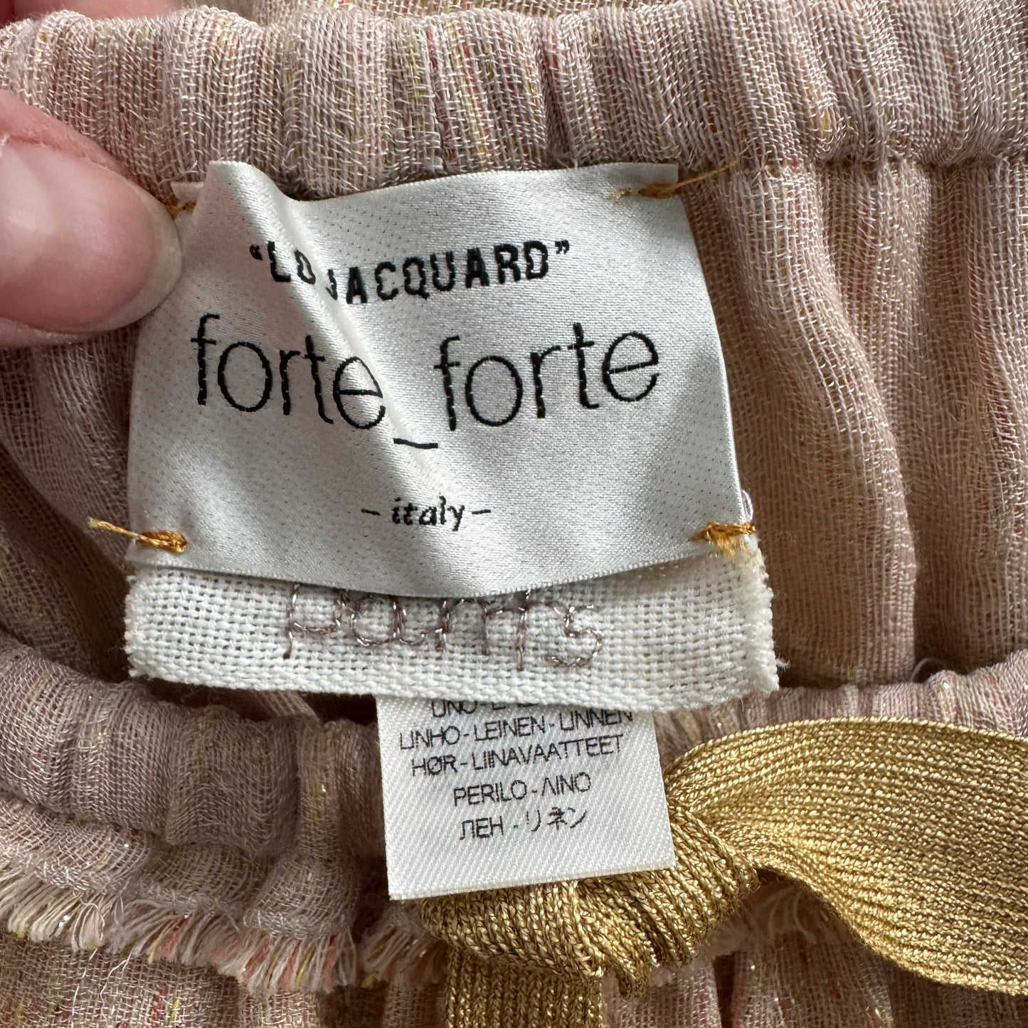 Forte_Forte Metallic Linen Pants in Pale Pink, size "0" (XS)