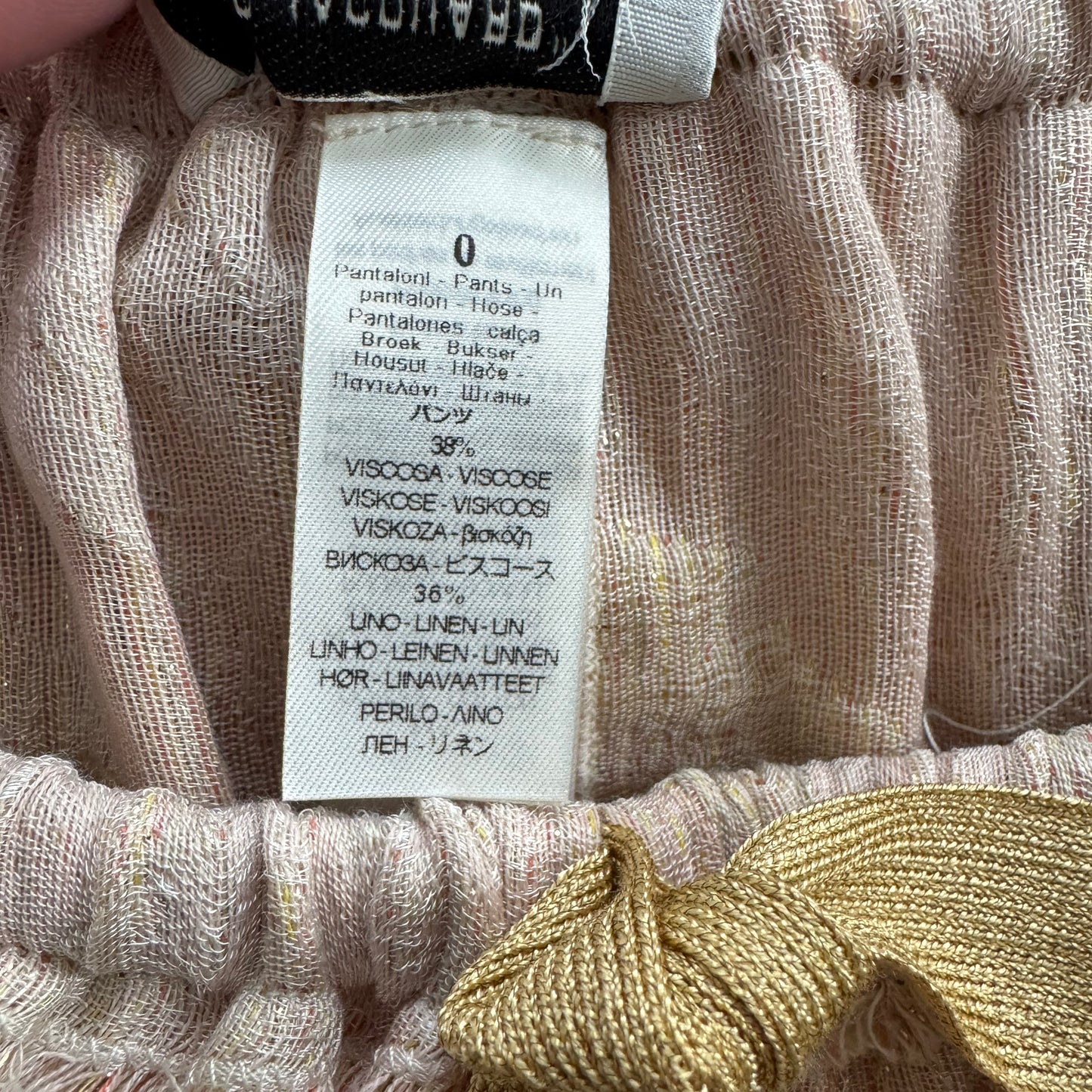 Forte_Forte Metallic Linen Pants in Pale Pink, size "0" (XS)