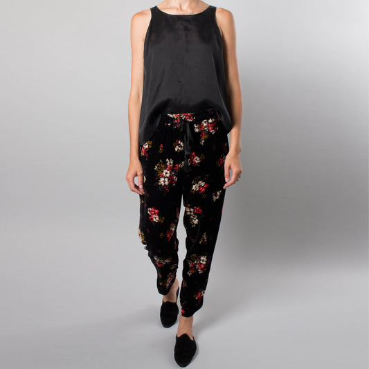 Forte_Forte Floral Velvet Pants in Black, size "II" (fits like size 6)