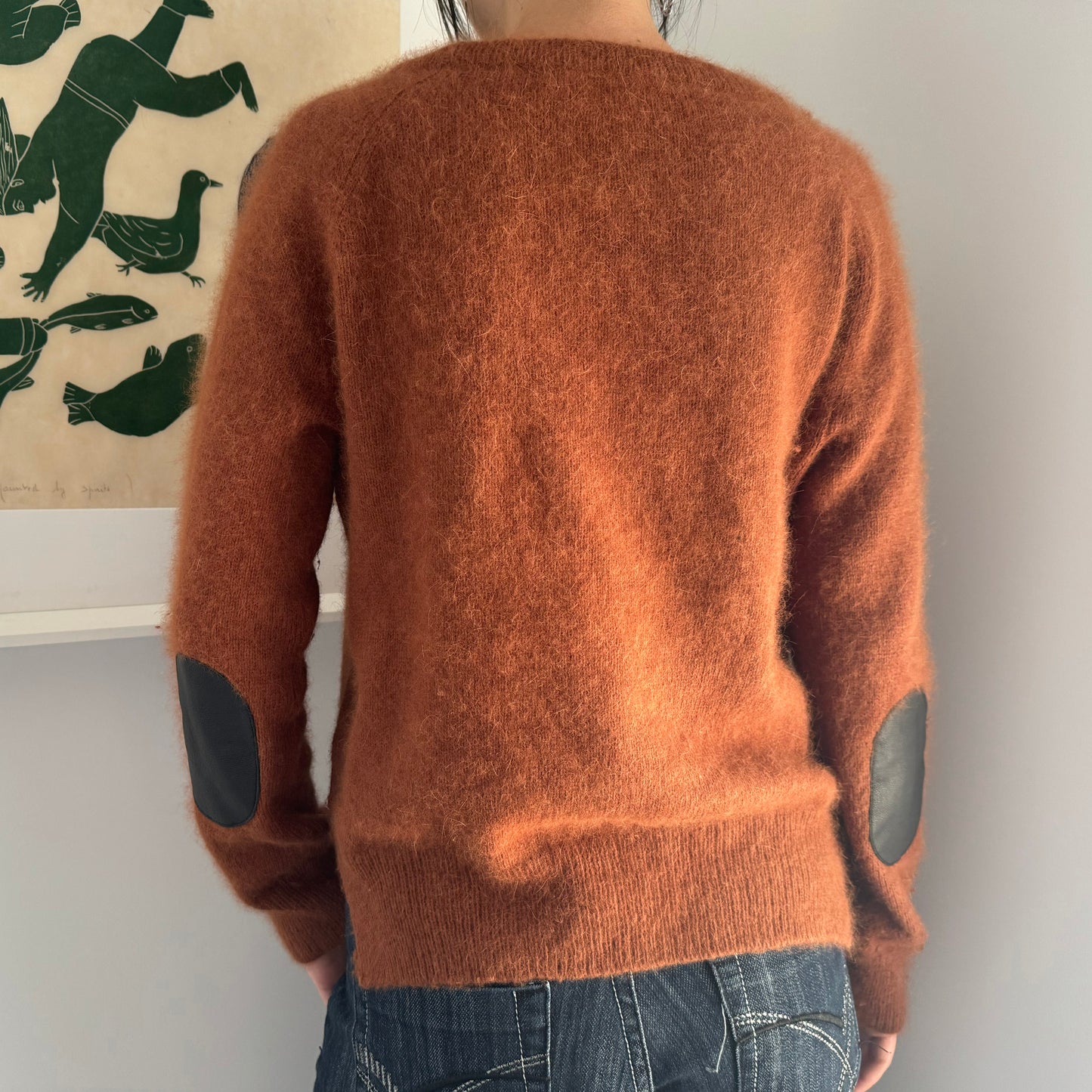 Forte_Forte Angora Sweater w Elbow Patches in Rust, size "1" (fits XS/S)