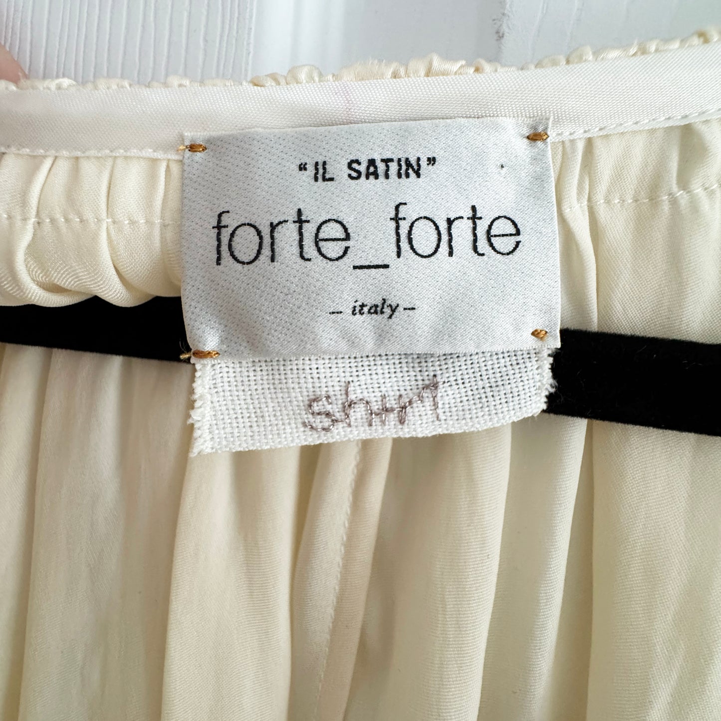 Forte_Forte "Il Satin" Gathered Neck Blouse in Ivory, size 0 (fits roomy like S-M?)