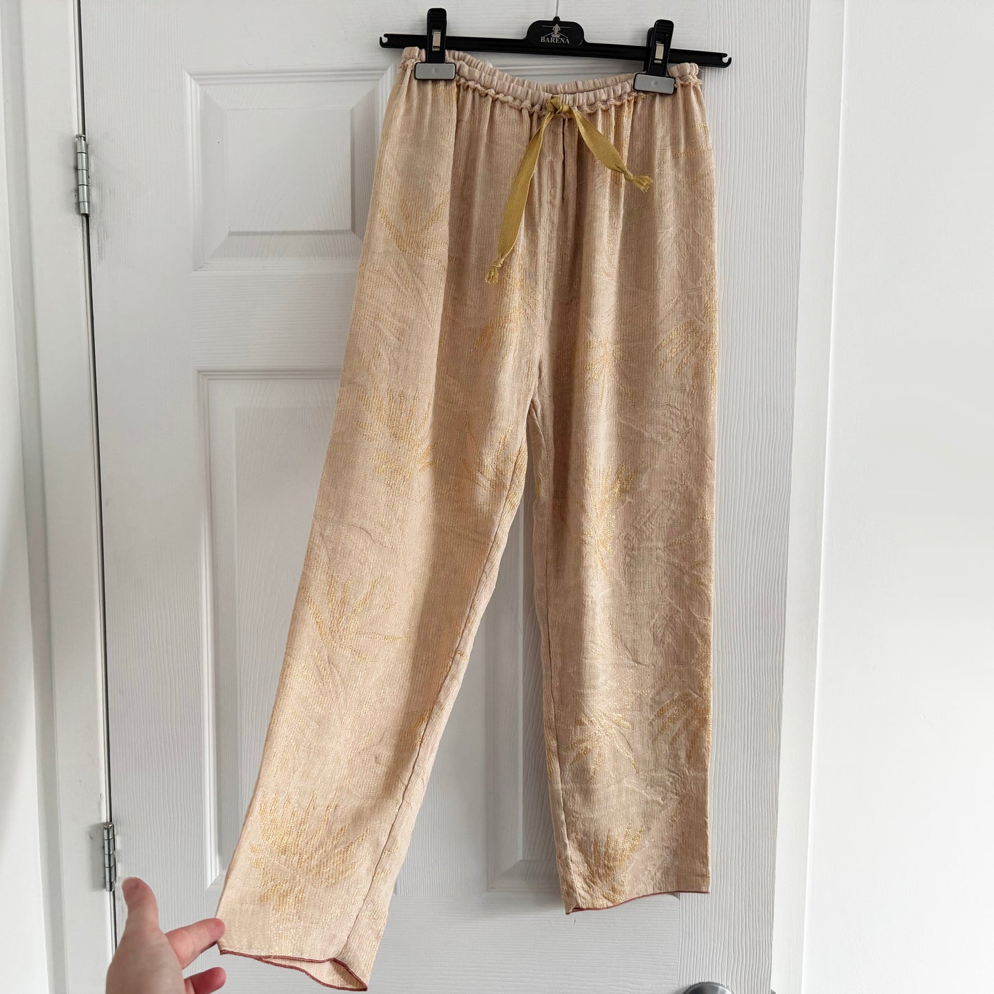 Forte_Forte Metallic Linen Pants in Pale Pink, size "0" (XS)