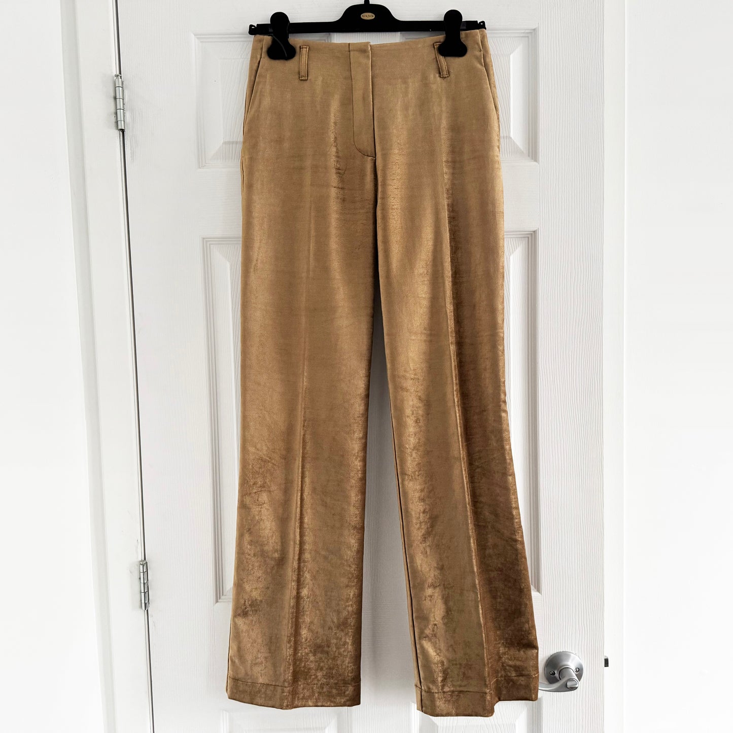 Forte.Forte Stretch Velvet Trousers in Gold, size "0" (XS)