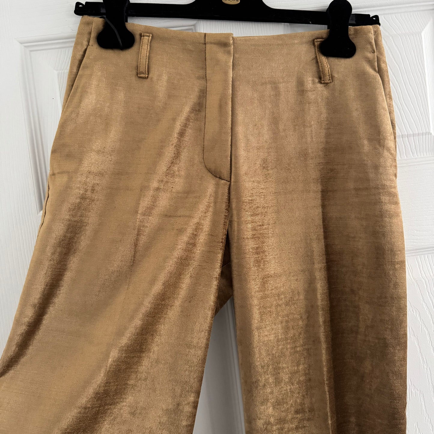 Forte.Forte Stretch Velvet Trousers in Gold, size "0" (XS)
