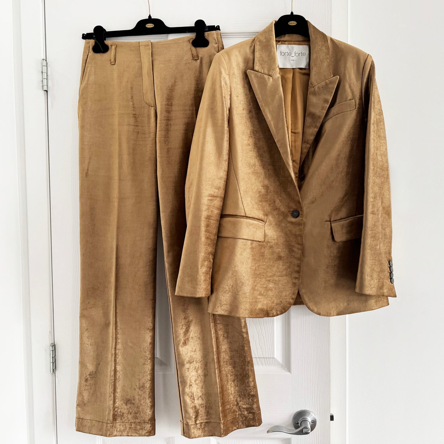 Forte.Forte Stretch Velvet Trousers in Gold, size "0" (XS)