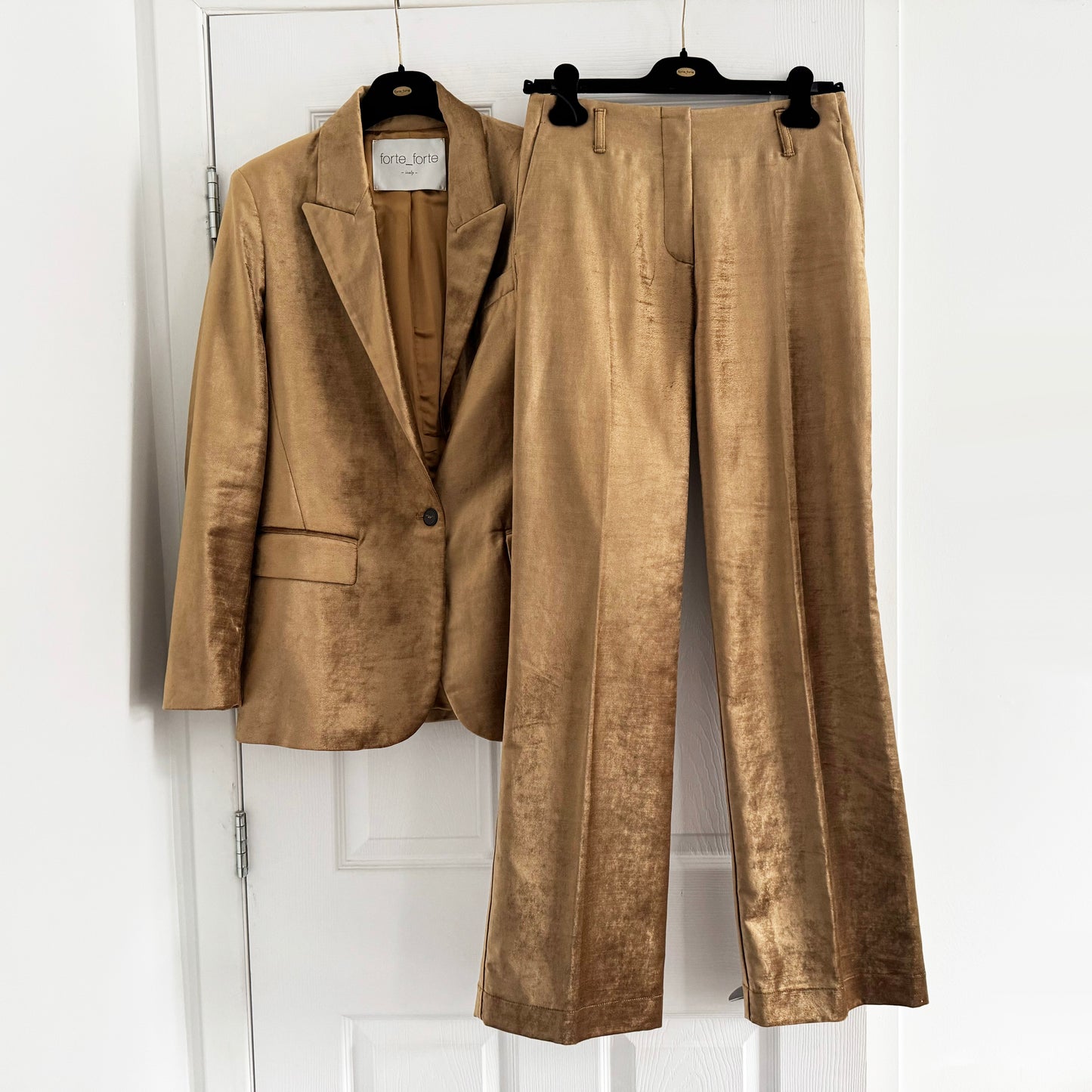 Forte.Forte Stretch Velvet Trousers in Gold, size "0" (XS)