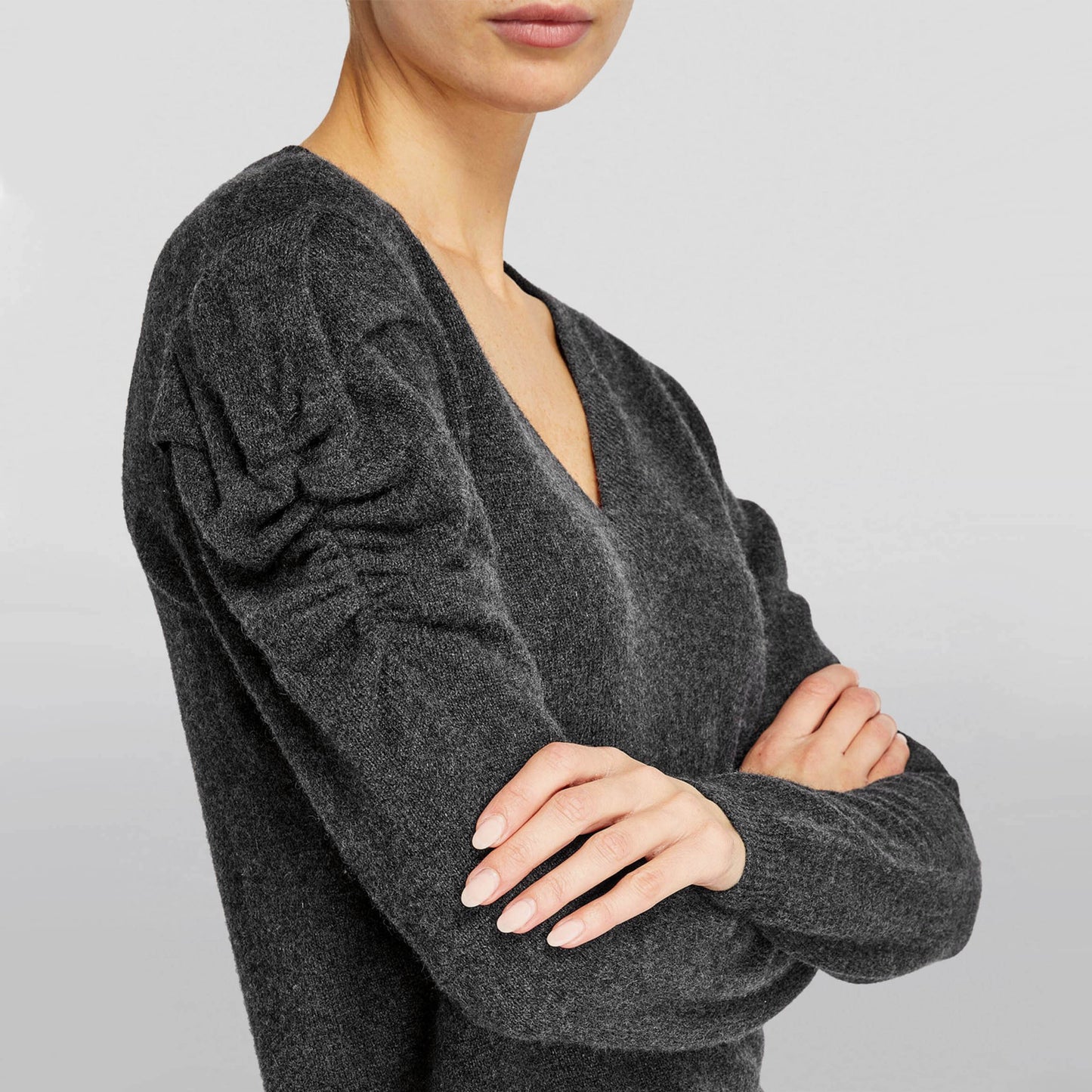 Pull en cachemire à col en V Frame en anthracite, taille Small (convient à XS/S)