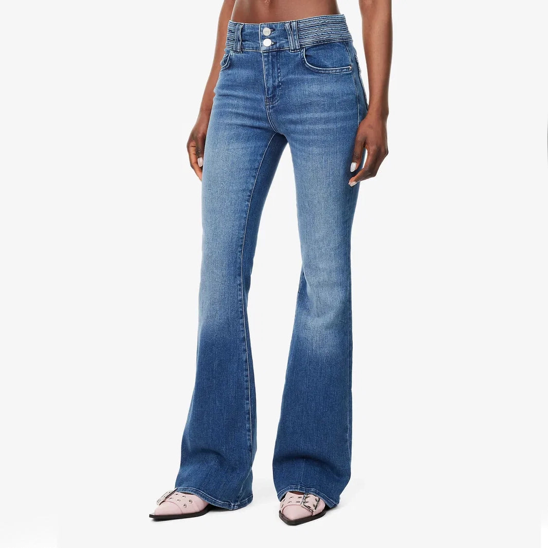 Frame Triple Binding "Le High Flare" Jean in "Crossings", size 25