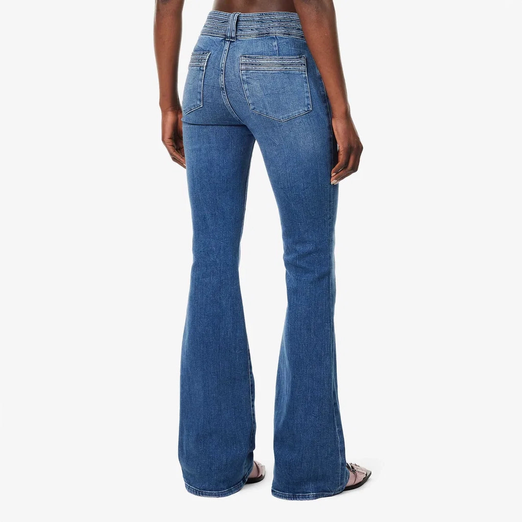 Frame Triple Binding "Le High Flare" Jean in "Crossings", size 25