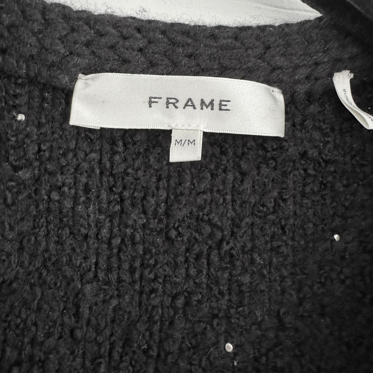 FRAME Wool-Blend Embellished Knit Jacket in Black, size Medium