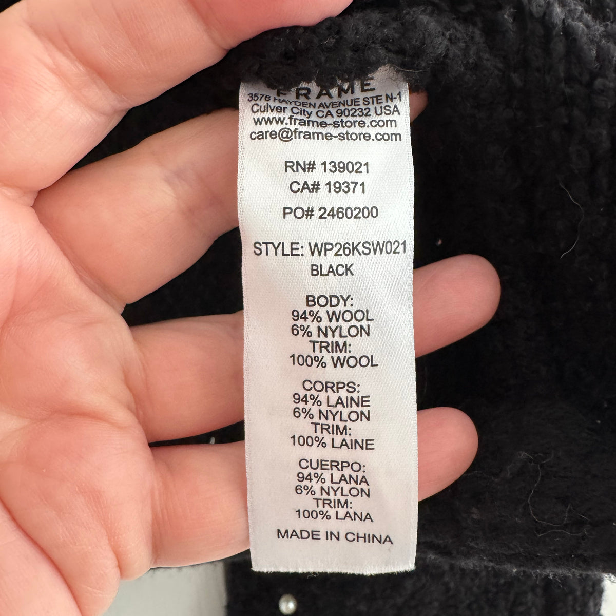 FRAME Wool-Blend Embellished Knit Jacket in Black, size Medium