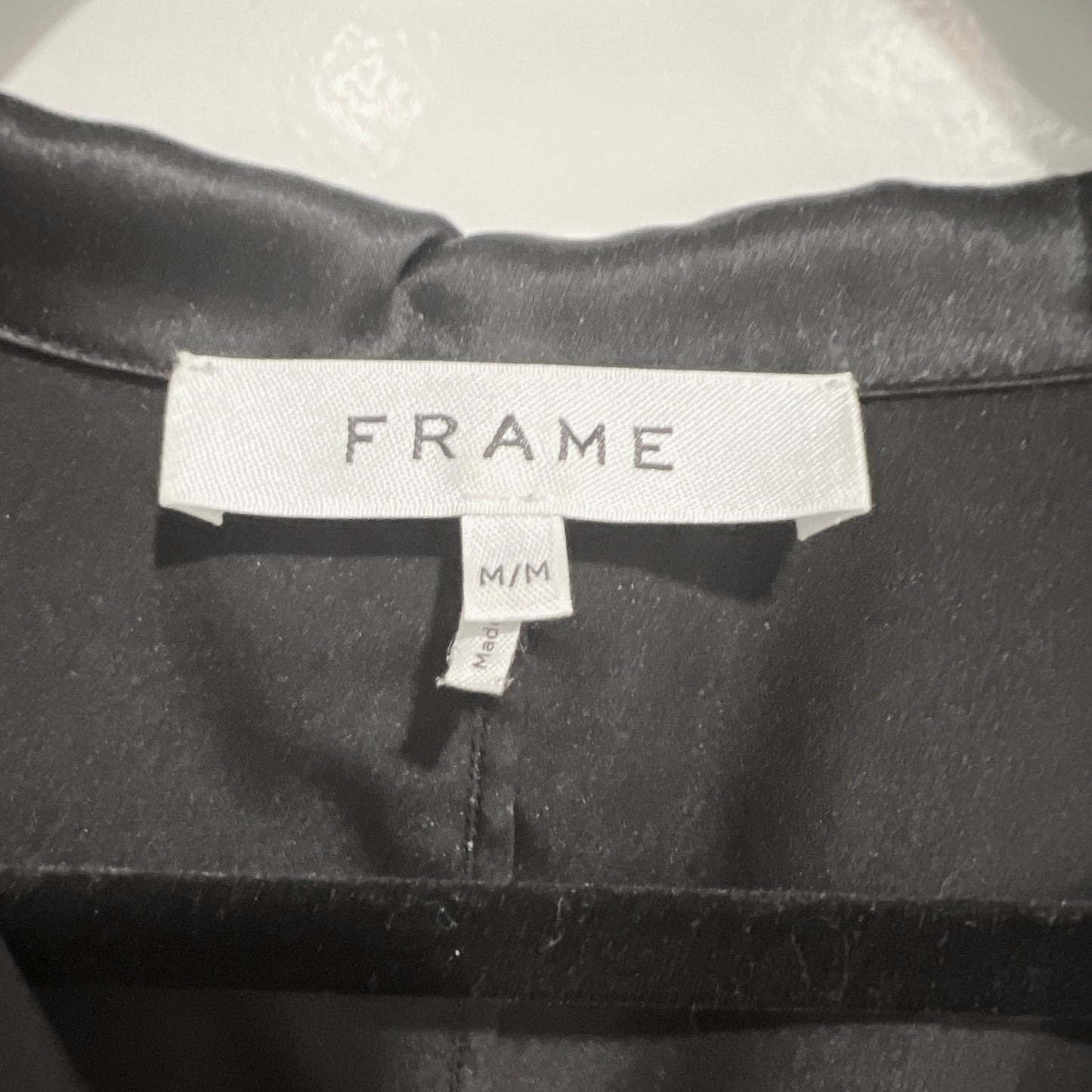 Frame Satin "Femme" Blouse in Black, size Medium (like size 6 US)