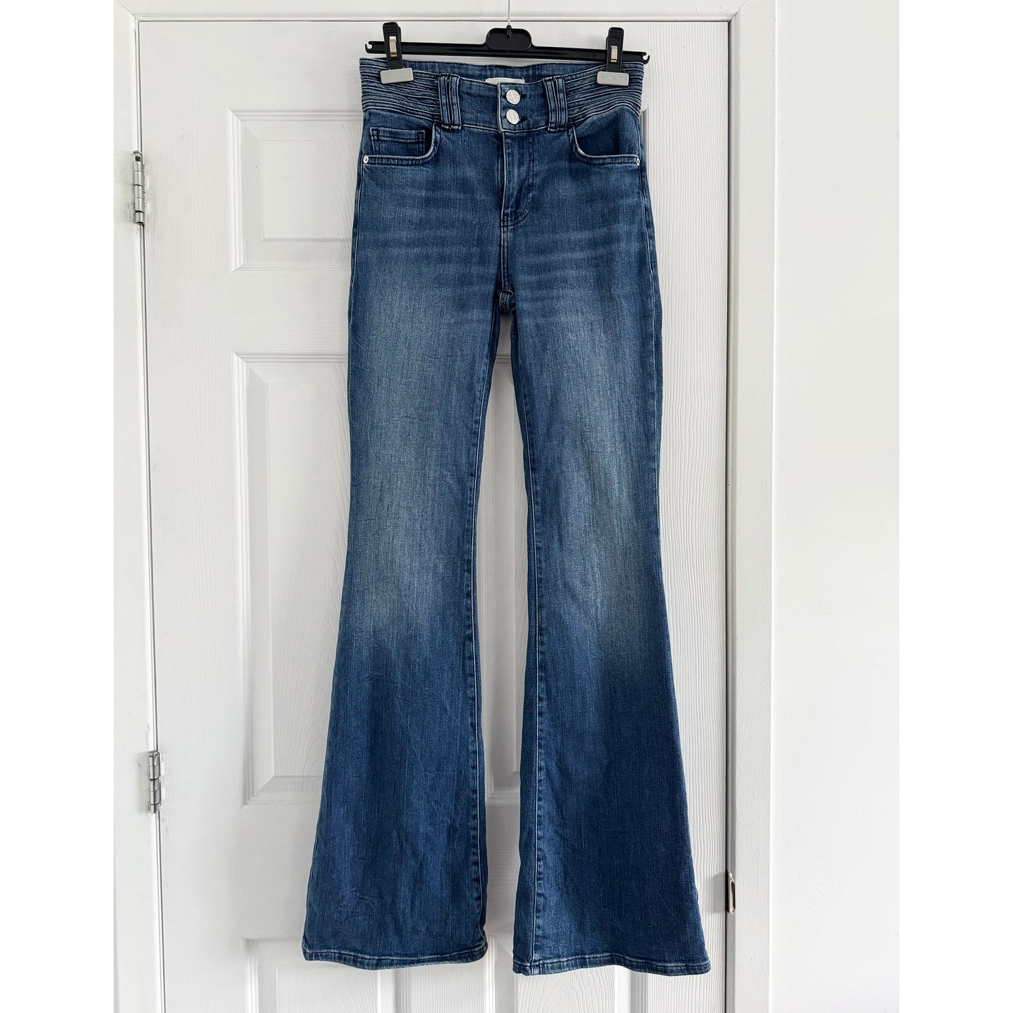 Frame Triple Binding "Le High Flare" Jean in "Crossings", size 25