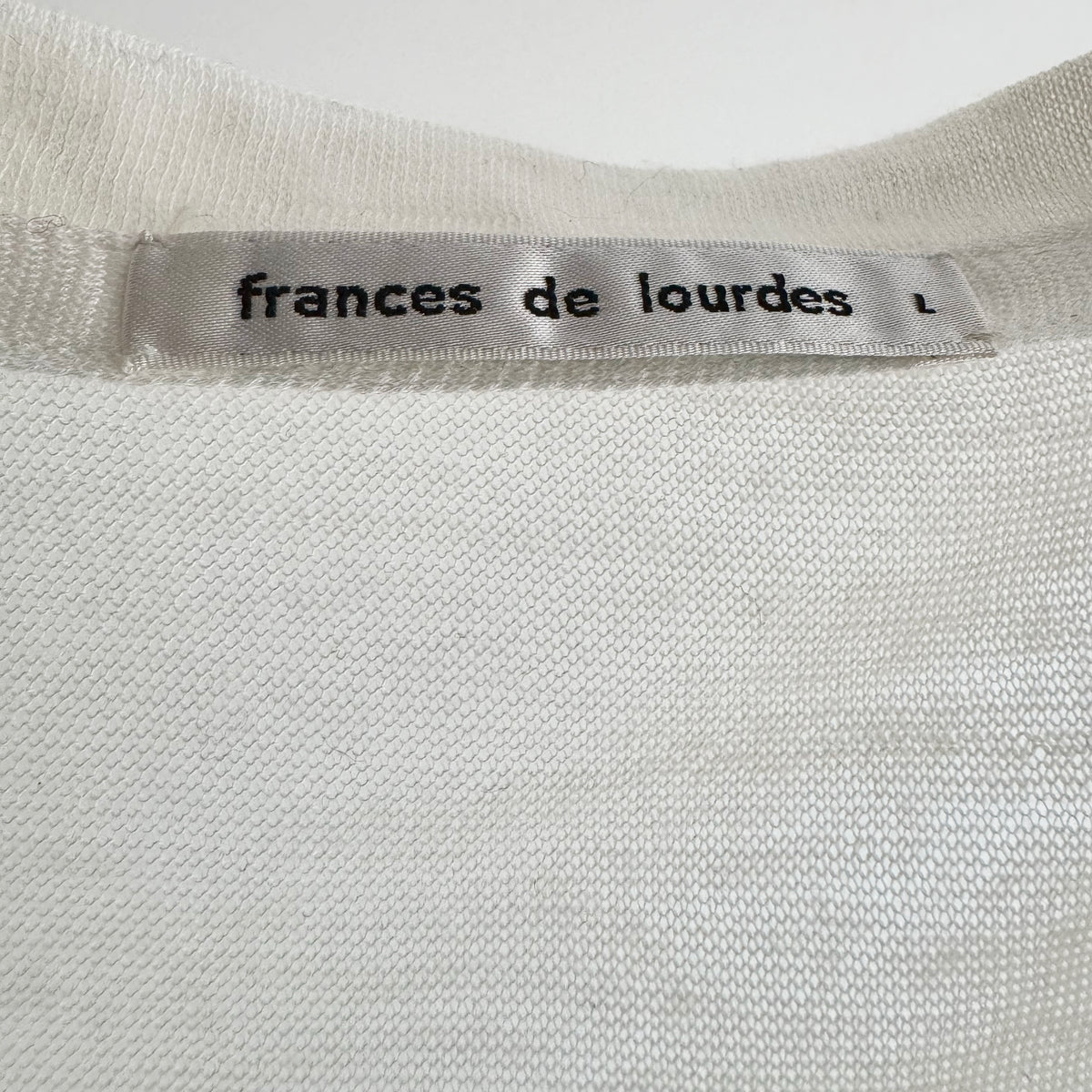 Frances de Lourdes "Garcon" Cashmere/Silk Tee in Ivory, size large