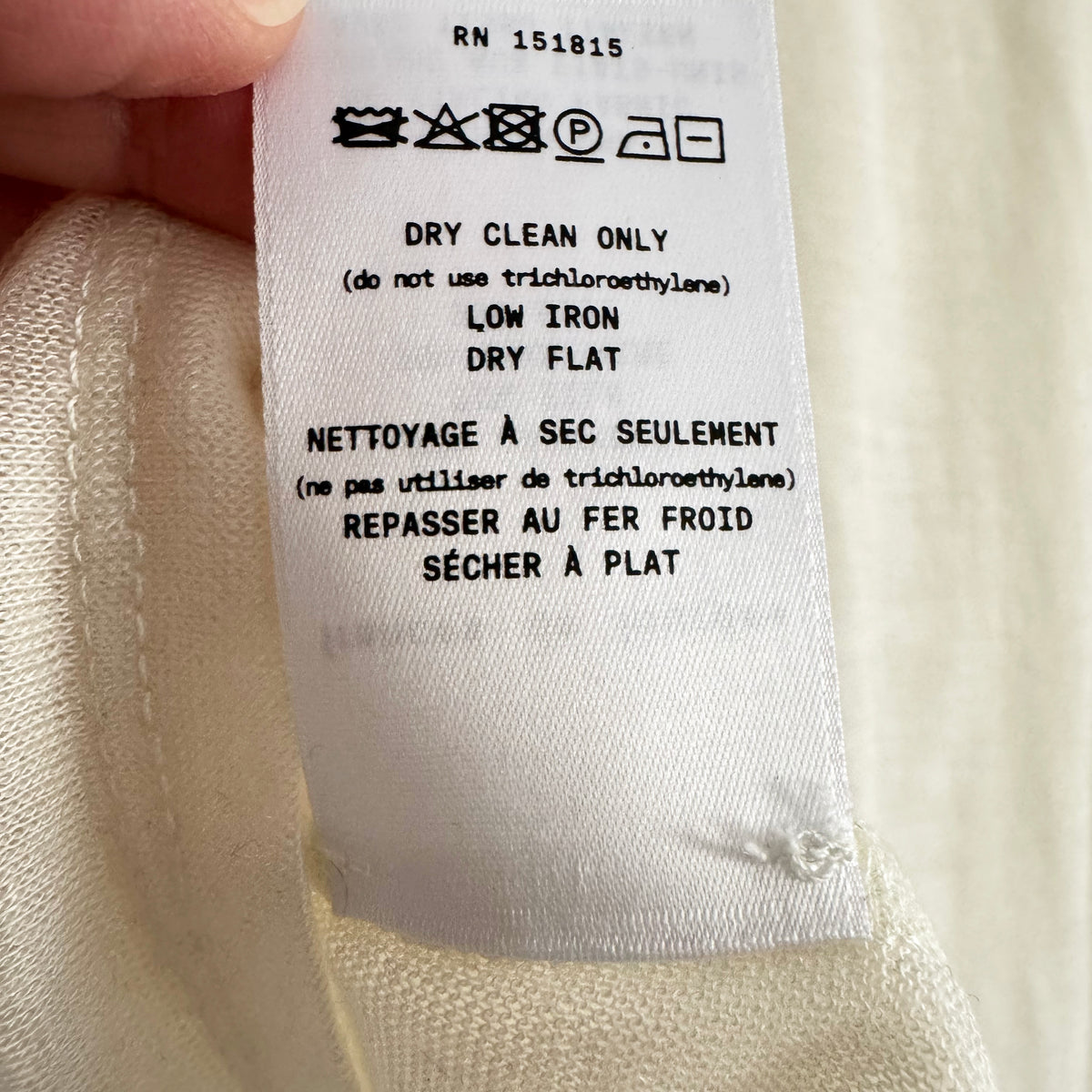 Frances de Lourdes "Garcon" Cashmere/Silk Tee in Ivory, size large