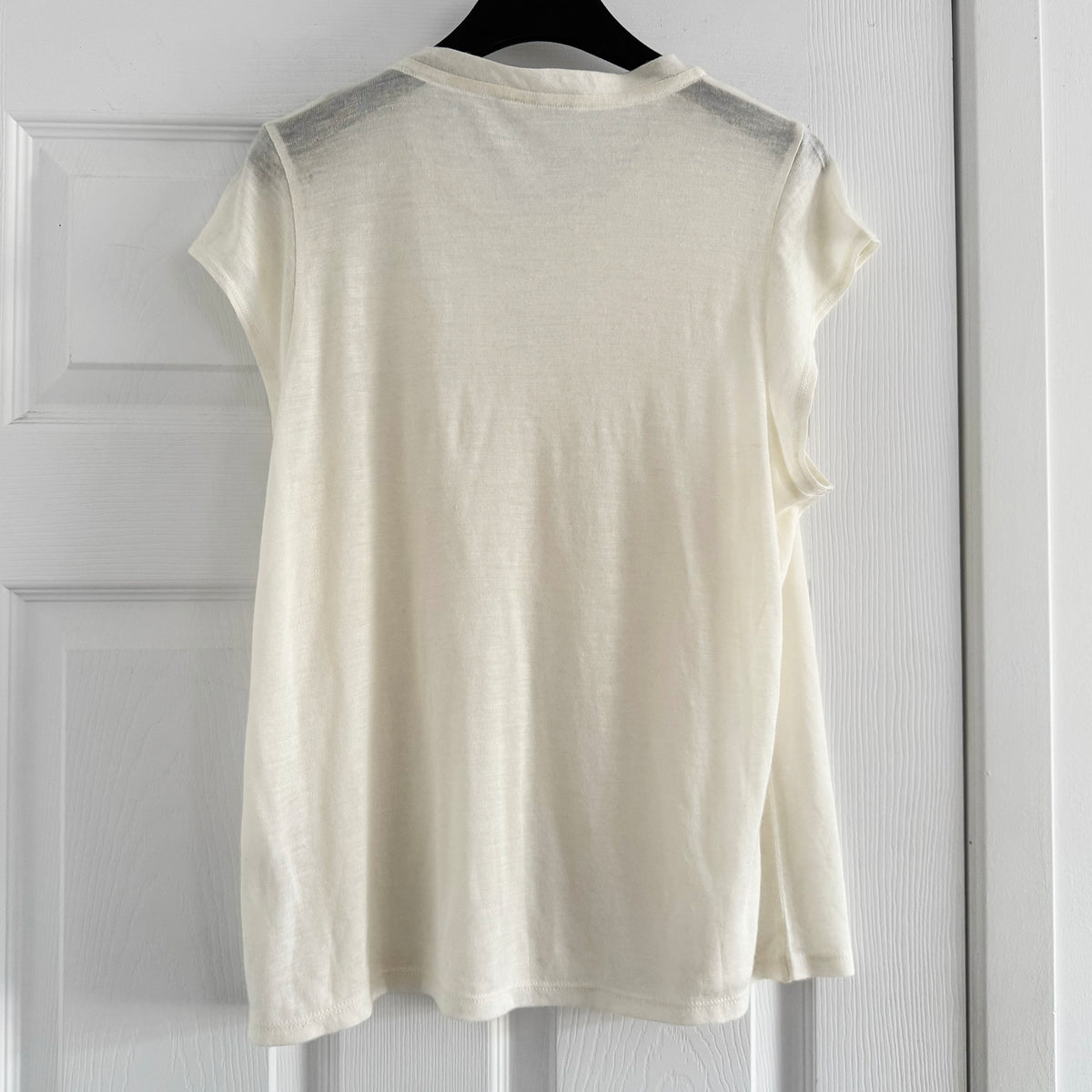 Frances de Lourdes "Garcon" Cashmere/Silk Tee in Ivory, size large