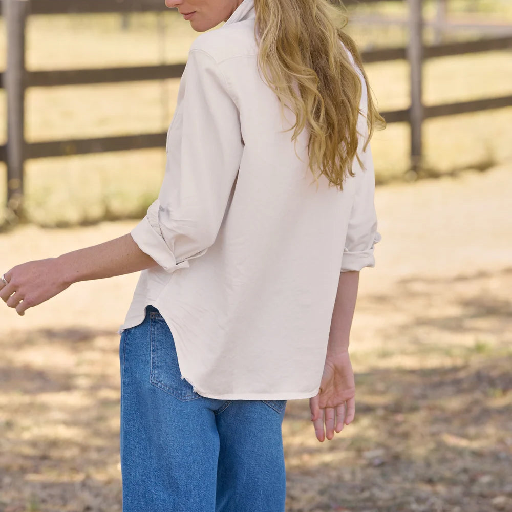 Frank & Eileen "Eileen" Shirt in Light Beige, size XXS