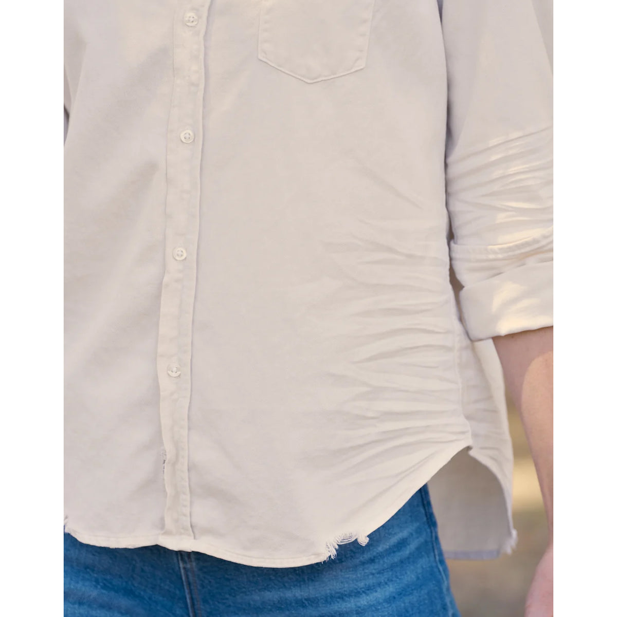 Frank & Eileen "Eileen" Shirt in Light Beige, size XXS