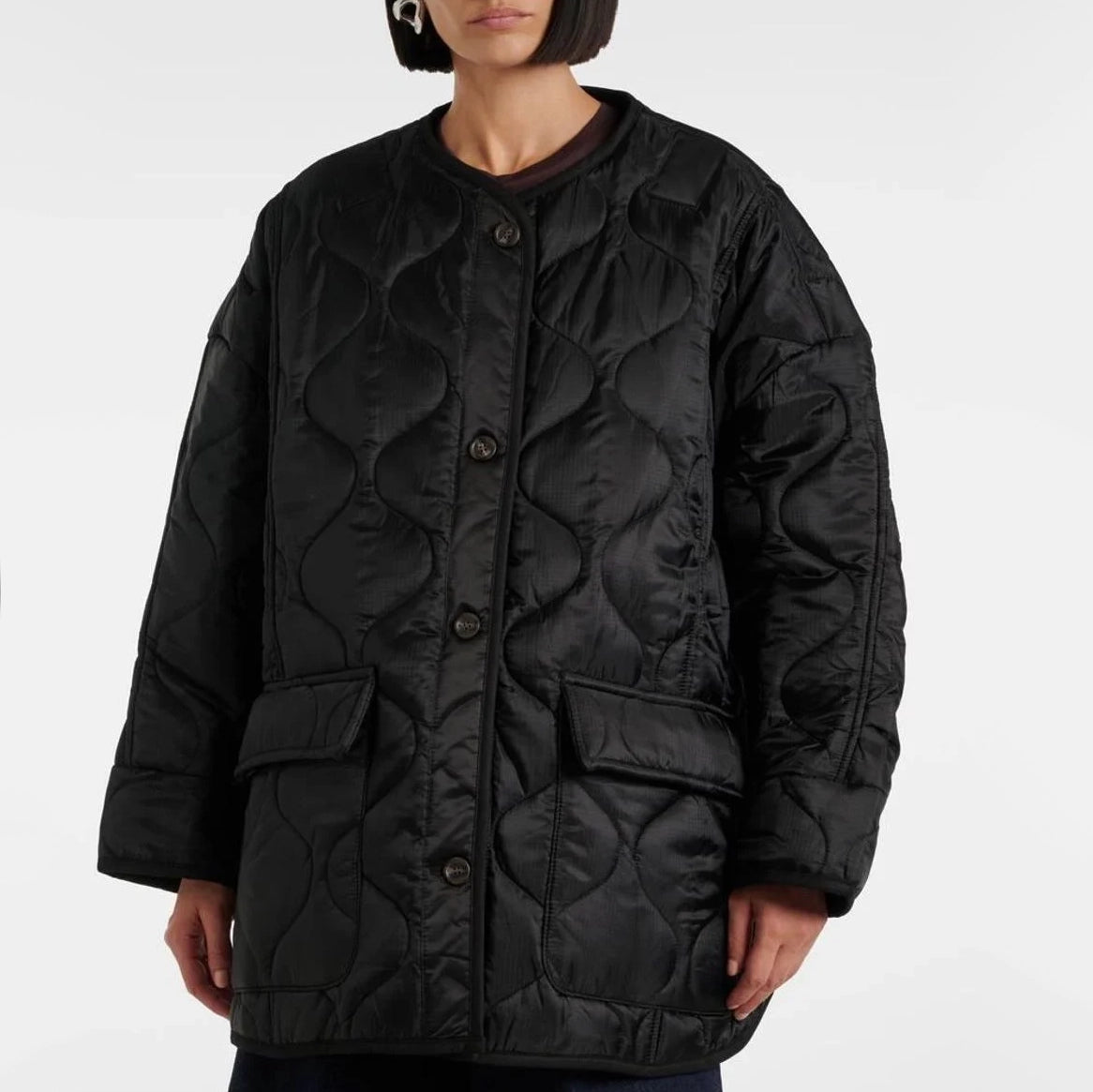 The Frankie Shop Quilted Jacket in Black, size XS/S