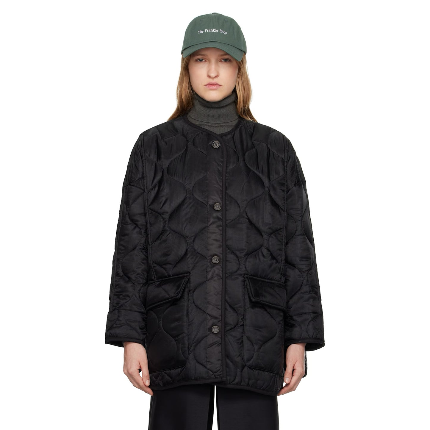 The Frankie Shop Quilted Jacket in Black, size XS/S