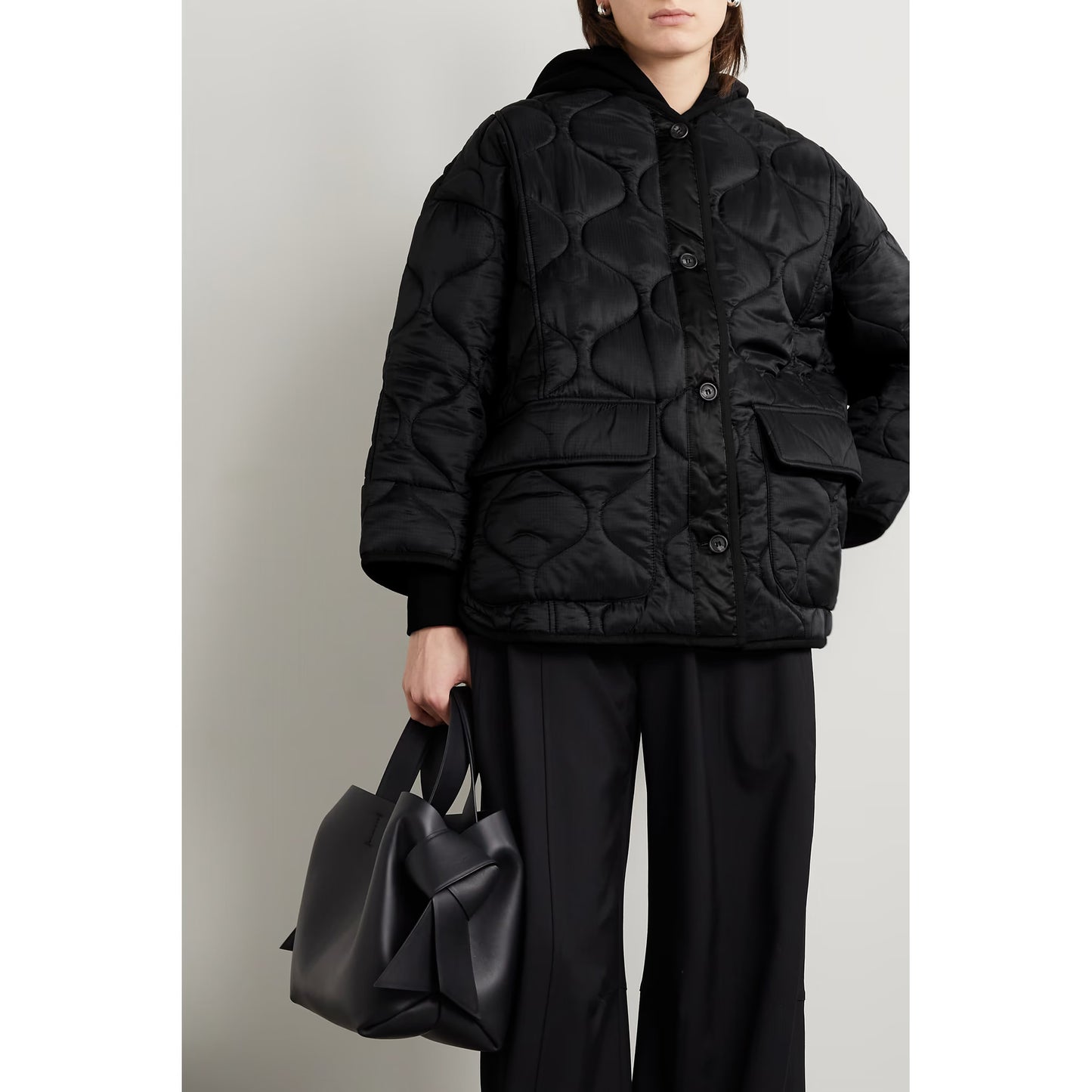 The Frankie Shop Quilted Jacket in Black, size XS/S