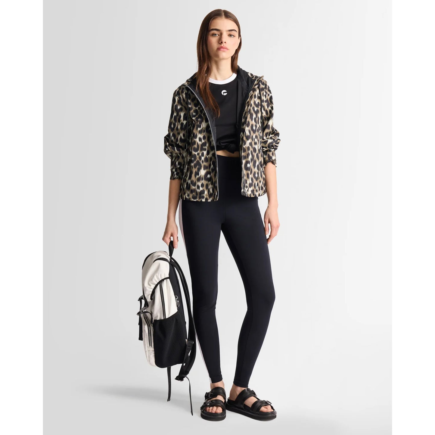 Fusalp "Kasima" Rain Jacket w Hood in Leopard Print, size 36